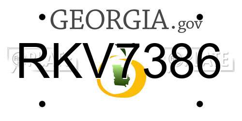 RKV7386 Georgia License Plate