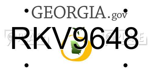 RKV9648 Georgia License Plate