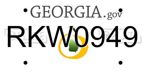 RKW0949 Georgia License Plate