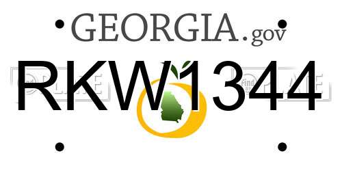 RKW1344 Georgia License Plate