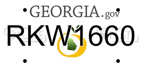 RKW1660 Georgia License Plate