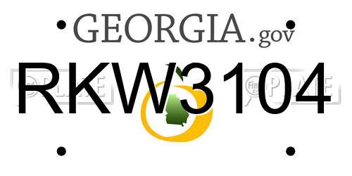 RKW3104 Georgia License Plate