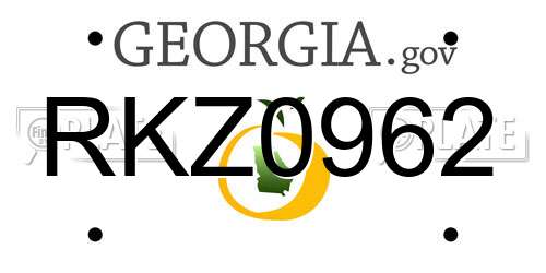 RKZ0962 Georgia License Plate