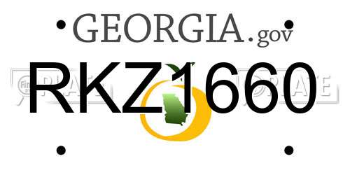 RKZ1660 Georgia License Plate