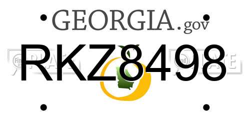 RKZ8498 Georgia License Plate