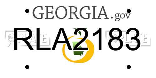 RLA2183 Georgia License Plate