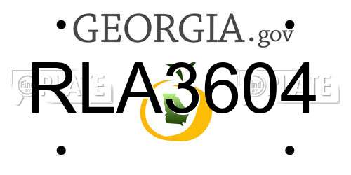 RLA3604 Georgia License Plate