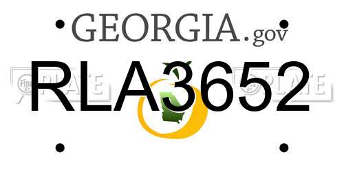 RLA3652 Georgia License Plate