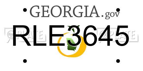 RLE3645 Georgia License Plate