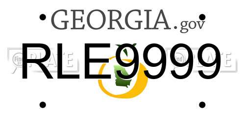 RLE9999 Georgia License Plate