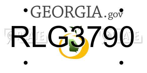 RLG3790 Georgia License Plate