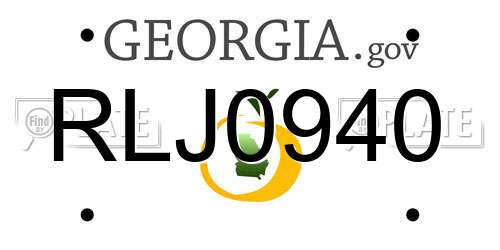 RLJ0940 Georgia License Plate