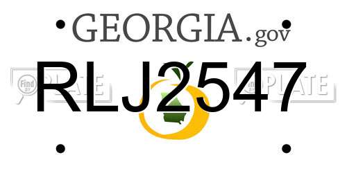 RLJ2547 Georgia License Plate