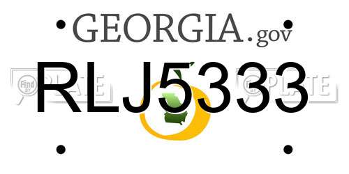 RLJ5333 Georgia License Plate