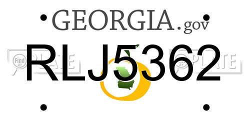 RLJ5362 Georgia License Plate