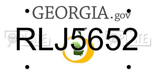 RLJ5652 Georgia License Plate
