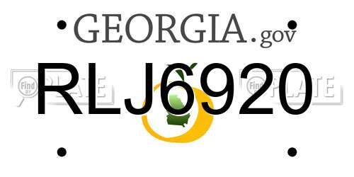 RLJ6920 Georgia License Plate