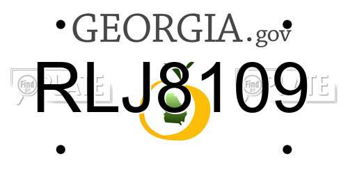 RLJ8109 Georgia License Plate