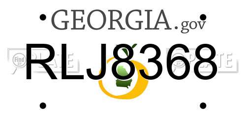 RLJ8368 Georgia License Plate
