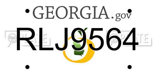 RLJ9564 Georgia License Plate