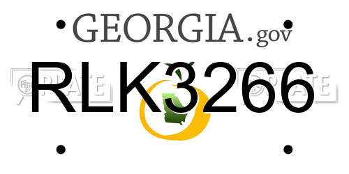 RLK3266 Georgia License Plate