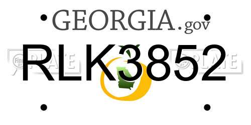 RLK3852 Georgia License Plate