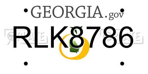 RLK8786 Georgia License Plate