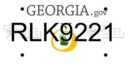 RLK9221 Georgia License Plate
