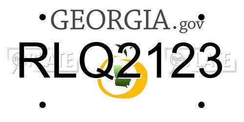 RLQ2123 Georgia License Plate