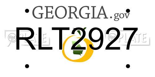 RLT2927 Georgia License Plate