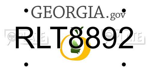 RLT8892 Georgia License Plate