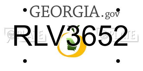 RLV3652 Georgia License Plate