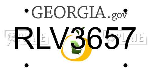RLV3657 Georgia License Plate
