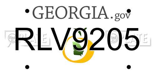RLV9205 Georgia License Plate