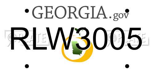 RLW3005 Georgia License Plate