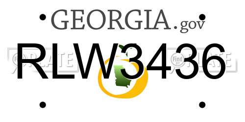 RLW3436 Georgia License Plate