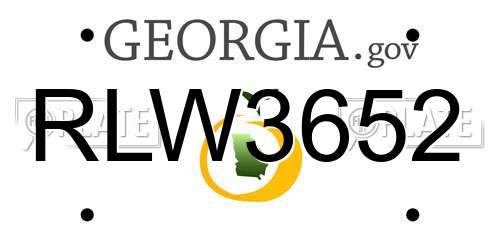 RLW3652 Georgia License Plate