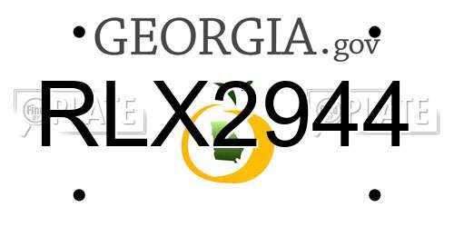RLX2944 Georgia License Plate