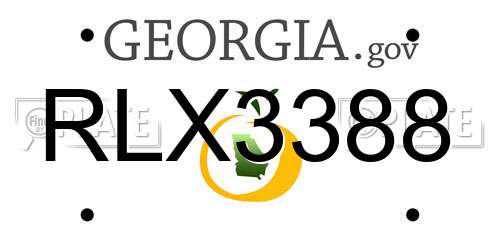 RLX3388 Georgia License Plate