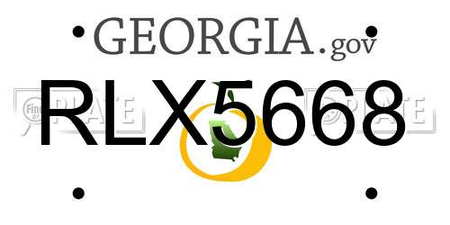 RLX5668 Georgia License Plate