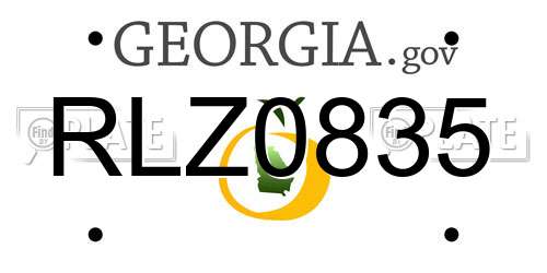 RLZ0835 Georgia License Plate
