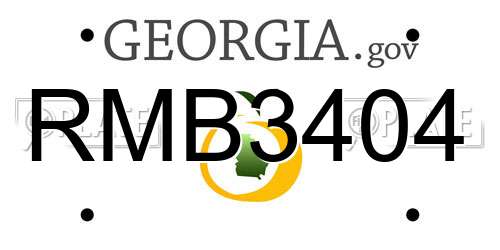 RMB3404 Georgia License Plate