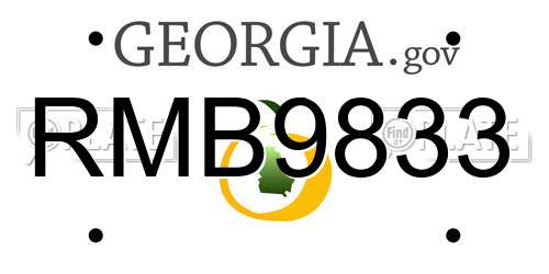 RMB9833 Georgia License Plate