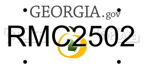 RMC2502 Georgia License Plate