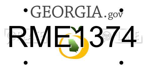 RME1374 Georgia License Plate