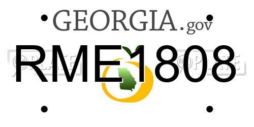 RME1808 Georgia License Plate