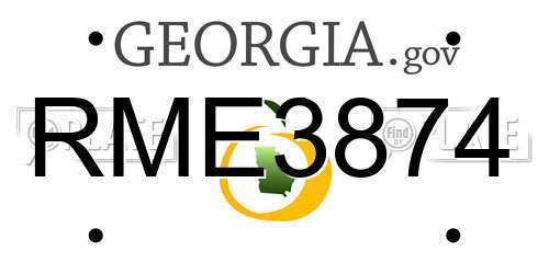 RME3874 Georgia License Plate