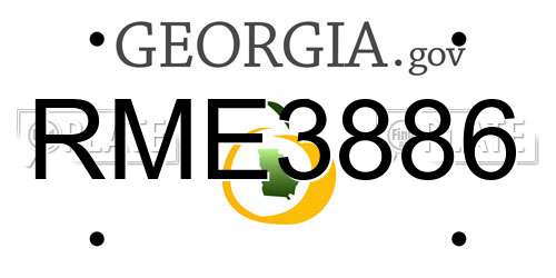 RME3886 Georgia License Plate