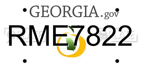 RME7822 Georgia License Plate