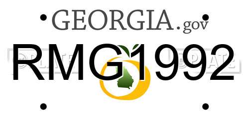RMG1992 Georgia License Plate